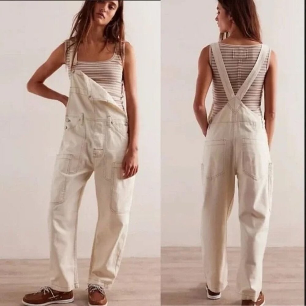 Free People - We The Free Ziggy Denim Overalls - XS CREAM